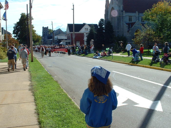 The IUP Marching Band approaches...