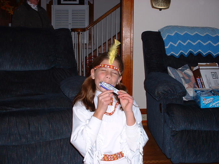 Ashlyn inspects the candy