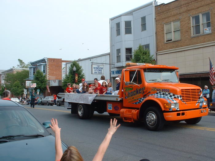 Heather's sisters in the Memorial Day parade (5/27/02)