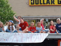 Memorial Day parade from in front of the store