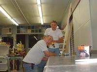 Bunky & Dad building the counters, 5/31/02