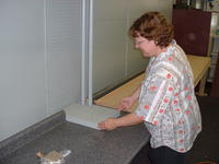 Mom inspects the woodwork, 6-9-02