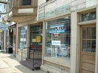 Outside, with window lettering! (6-28-02)