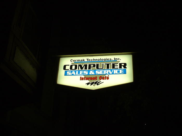 Hanging sign outside! (6-29-02)