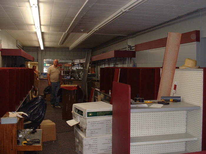 7-3-02, Dad and Bunky putting up dividers