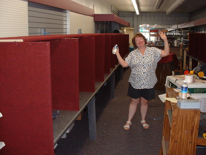 7-6-02, Mom inspects the work