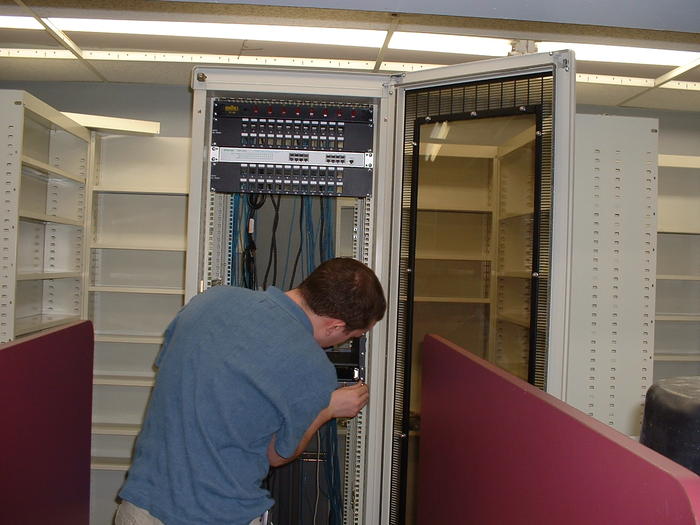Mike working on the rack