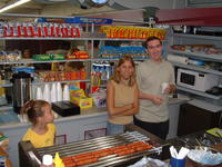 8-2-02, Mike, Heather, and Kayla make hot dogs