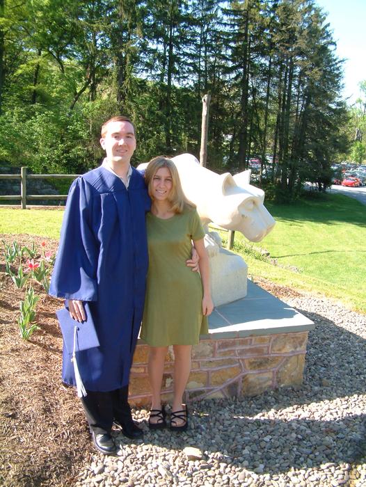 Mike, Heather, and the PSU lion!
