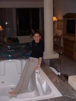 Heather checks out the jacuzzi