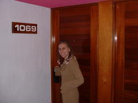 Heather in front of our room