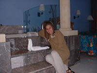 Heather with her swan