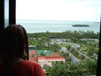 Heather looking out our window