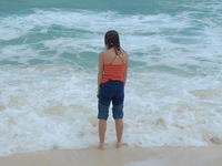 Heather checks out the ocean