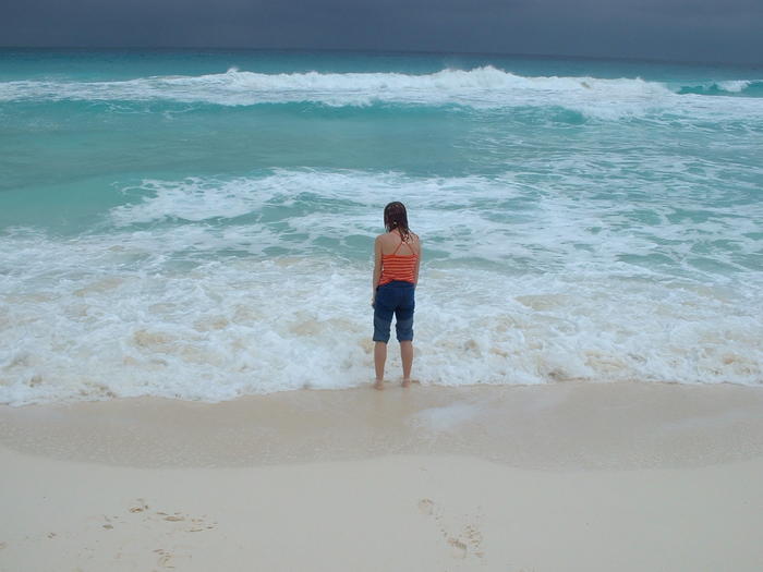 Heather checks out the ocean