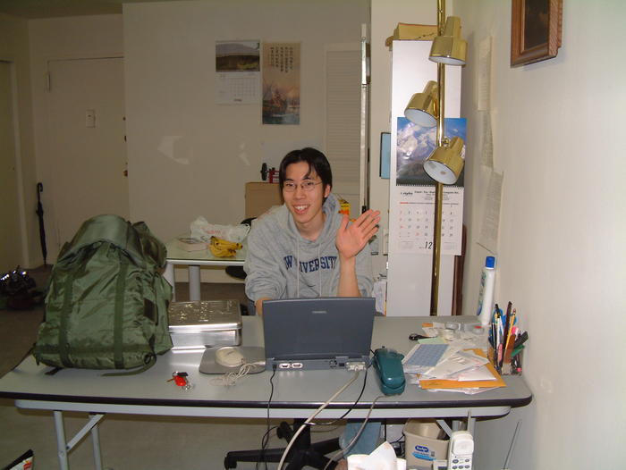 Choi, with his father's computer