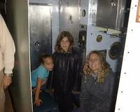 Heather and her sisters in the submarine