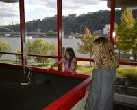 Ashlyn and Heather with incline in the background