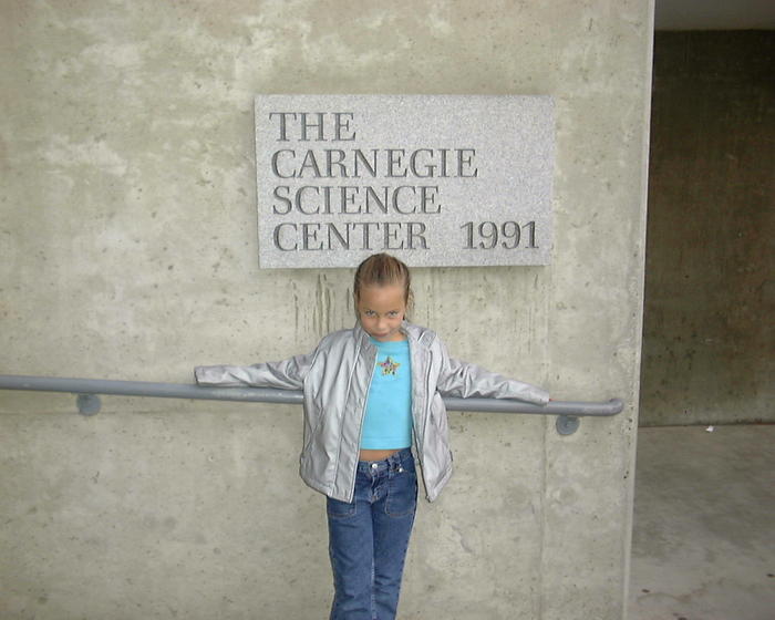 Kayla at the entrance to Carnegie