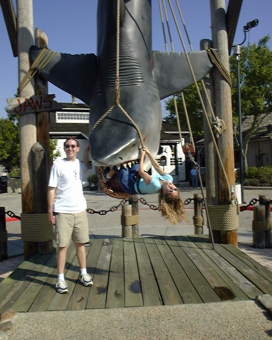 Michael and Heather playing with Jaws! OUCH!
