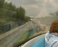 Mom with an on-coming monorail