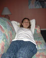 Heather back at our house