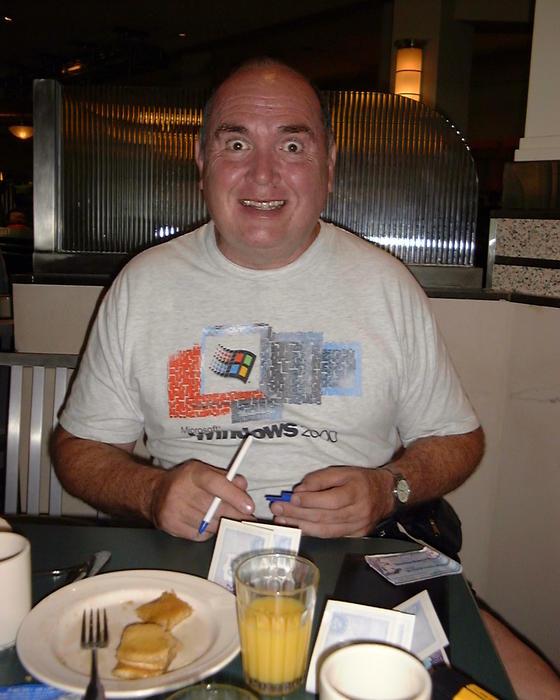 Dad having breakfast