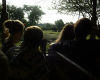 Silhouettes of Christina, Glenn, Heather, & Mike on safari