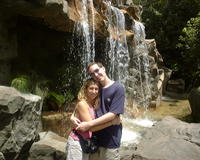 Mike & Heather by a waterfall at Animal Kingdom