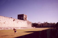 Heather running in the ancient Mayan stadium
