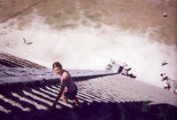 Heather climbing the pyramid