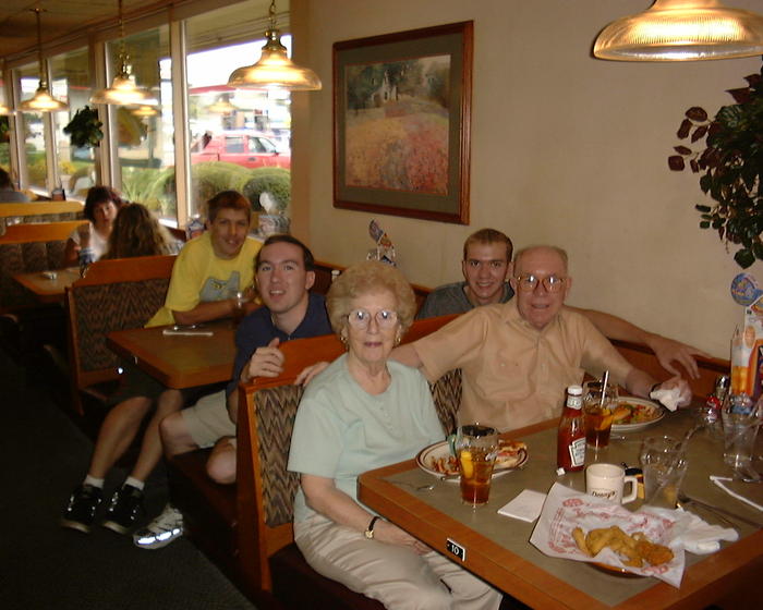 Mike's grandparents, brother, and his friend Beeler
