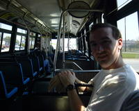 Mike on the train to Chicago