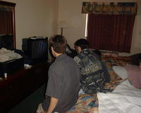 Andy and Roland watching cartoons