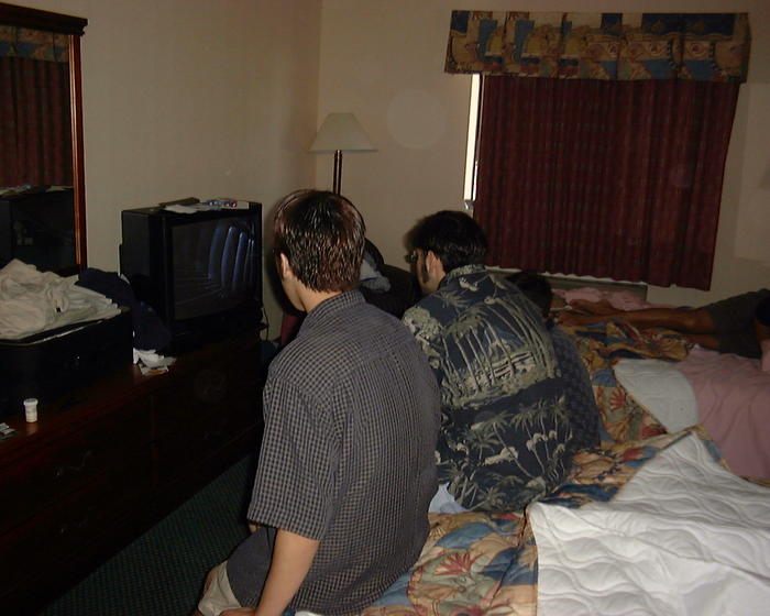 Andy and Roland watching cartoons