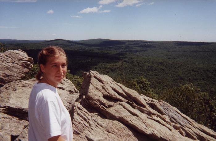 July 2000: Heather at Chimney Rocks