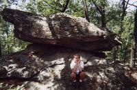 July 2000: Heather under a rock