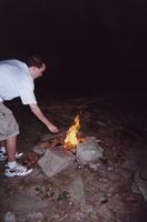 July 2000: Mike starting the camp fire