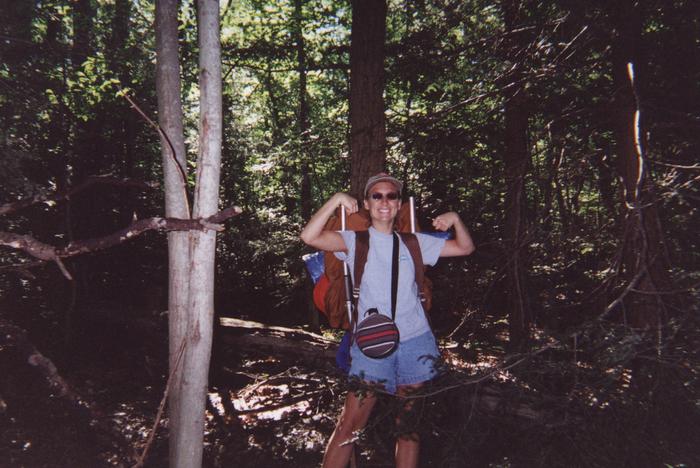 July 2000: Heather flexing her muscles