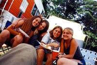 June 1999: Heather and friends at Creation