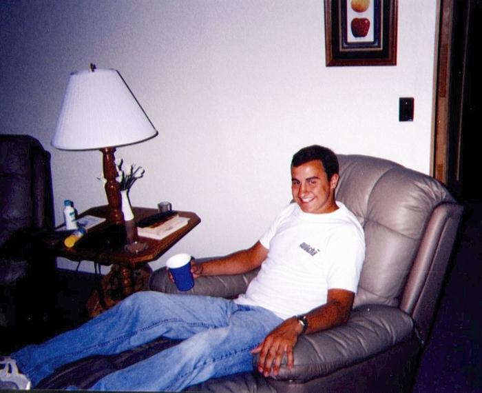 June 1999: Brian taking it easy in the cabin