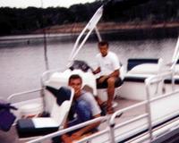 June 1999: Derek and Brian and the blurry boat
