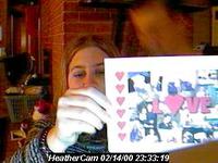 Heather with her Valentines Day card, 2000