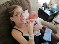 Happy Mom after arriving at home