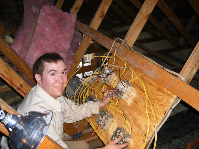 Michael wiring up the electric to 46 A/B