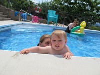 Swimming with cousin Mason.