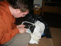 Mike rewiring one of the inflatables.