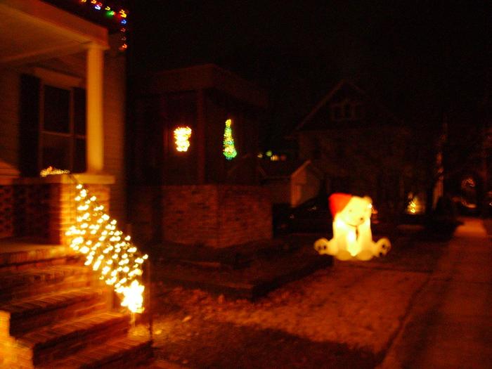 Candy canes and Christmas tree on the side.