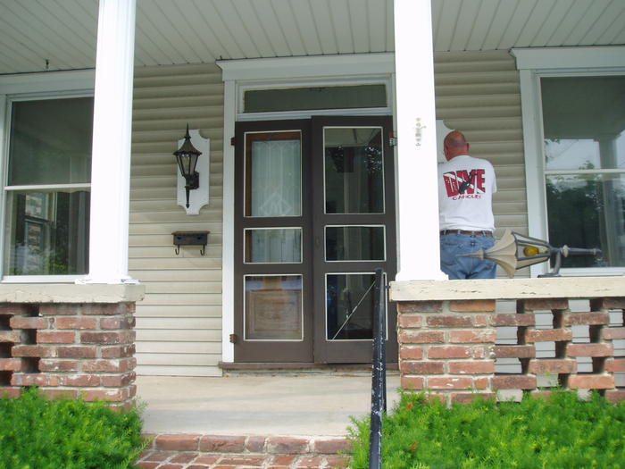 Mike's dad removing the old lights