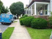 The bushes are eating the sidewalk